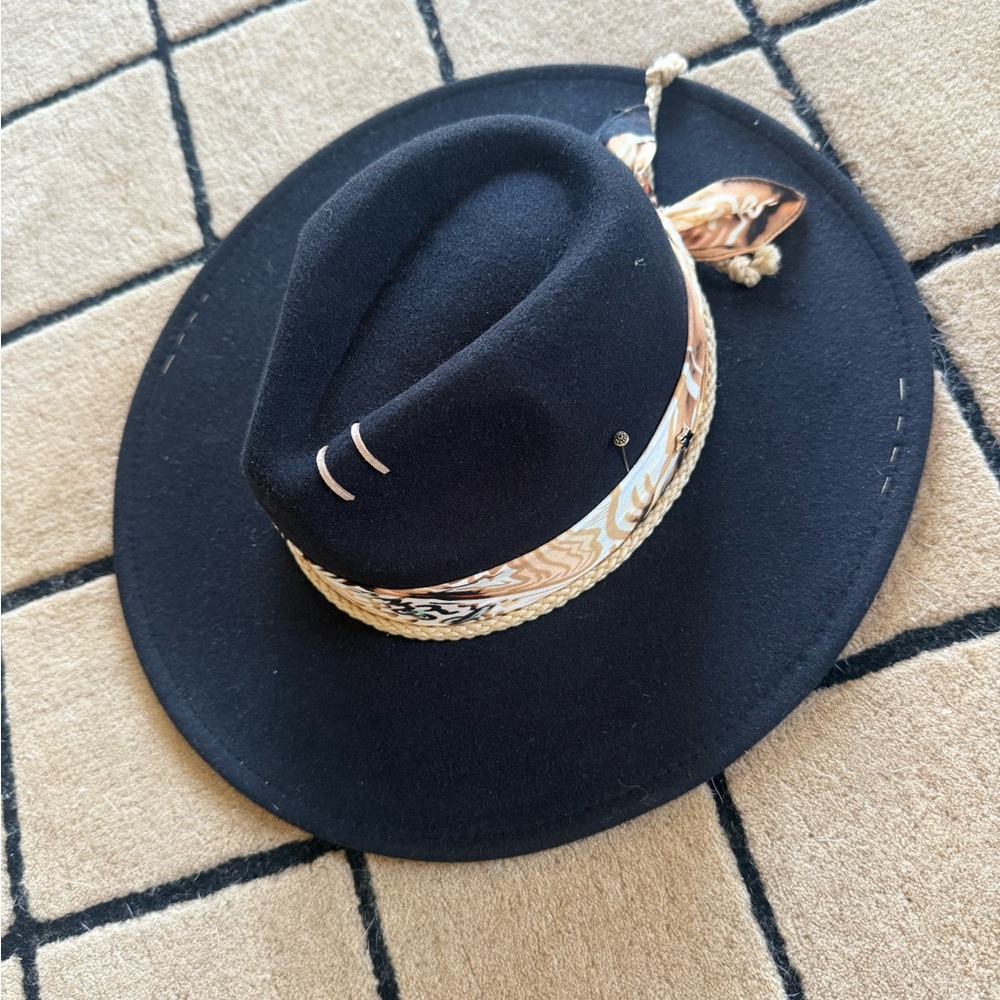 Stylish Black Fedora Hat with Decorative Band